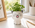 Cozy Haven Ceramic Flowerpot Mini Cat Cartoon Cute Plant Desktop - Cozy Haven lifestyle image
