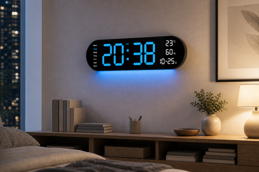 Cozy Haven Digital Wall Clock Large Led Screen Temperature Humid - Cozy Haven lifestyle image