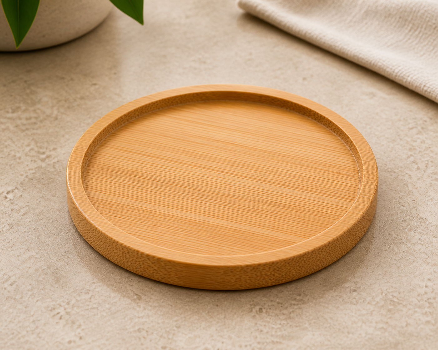 Cozy Haven Multi Bamboo Tray Wood Saucer Flower Pot Tray Cup - Cozy Haven lifestyle image