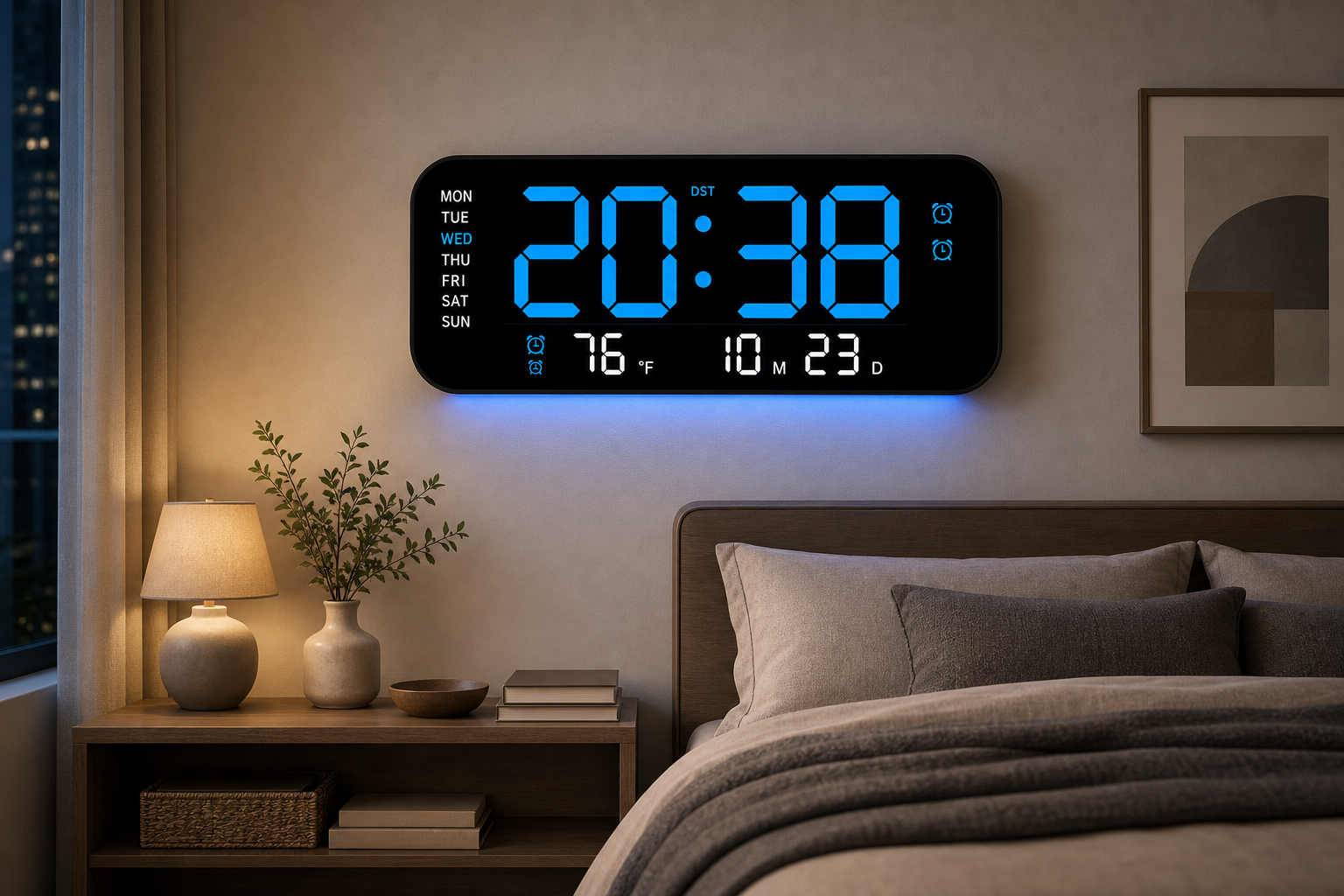 Cozy Haven Extra Large Digital Wall Clock With Led Display With - Cozy Haven lifestyle image