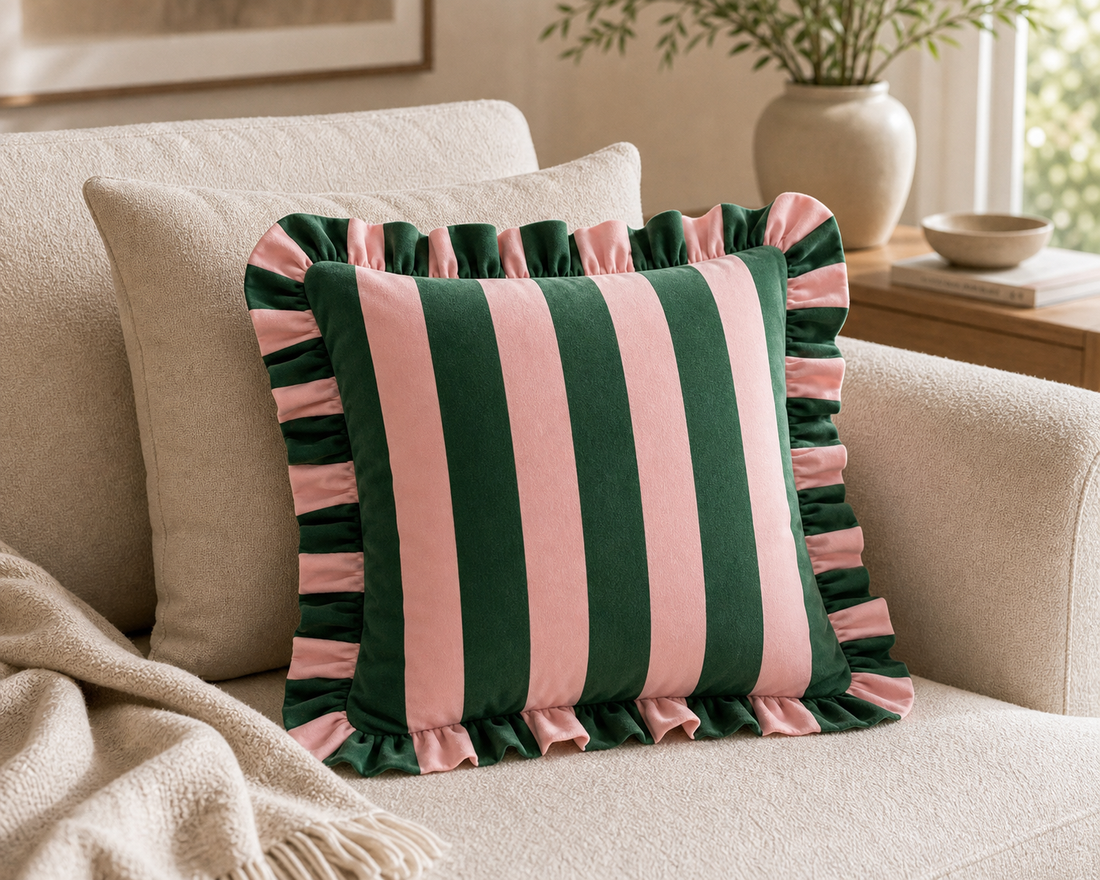Striped Lace Plush Pillowcase - 45 x 45 cm