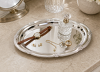 Cozy Haven Vintage Embossed Silver Tray Serving Platter For Dess - Cozy Haven lifestyle image