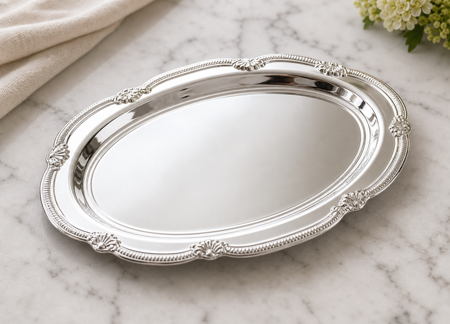 Cozy Haven Vintage Embossed Silver Tray Serving Platter For Dess - Cozy Haven lifestyle image