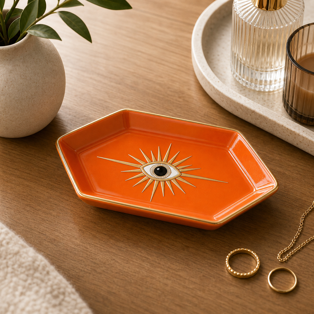 Cozy Haven Colorful Hexagonal Eye Tray Ceramic Home Porch De - Cozy Haven lifestyle image