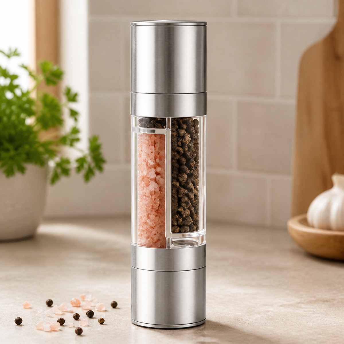 Cozy Haven Salt And Pepper Grinder 2 In 1 Manual Stainless product detail