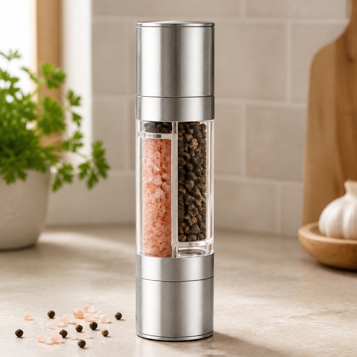 Cozy Haven Salt And Pepper Grinder 2 In 1 Manual Stainless - Cozy Haven lifestyle image