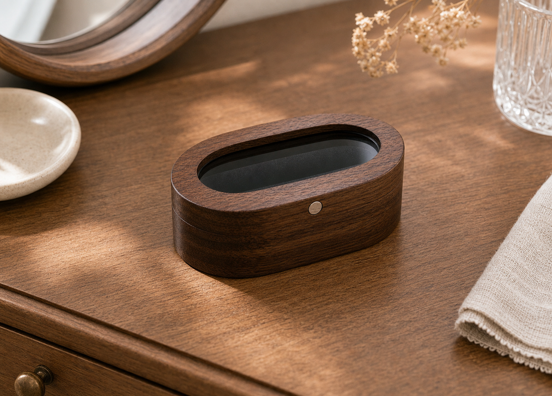 Jewelry Organizer — Oval Wooden & Ring Box