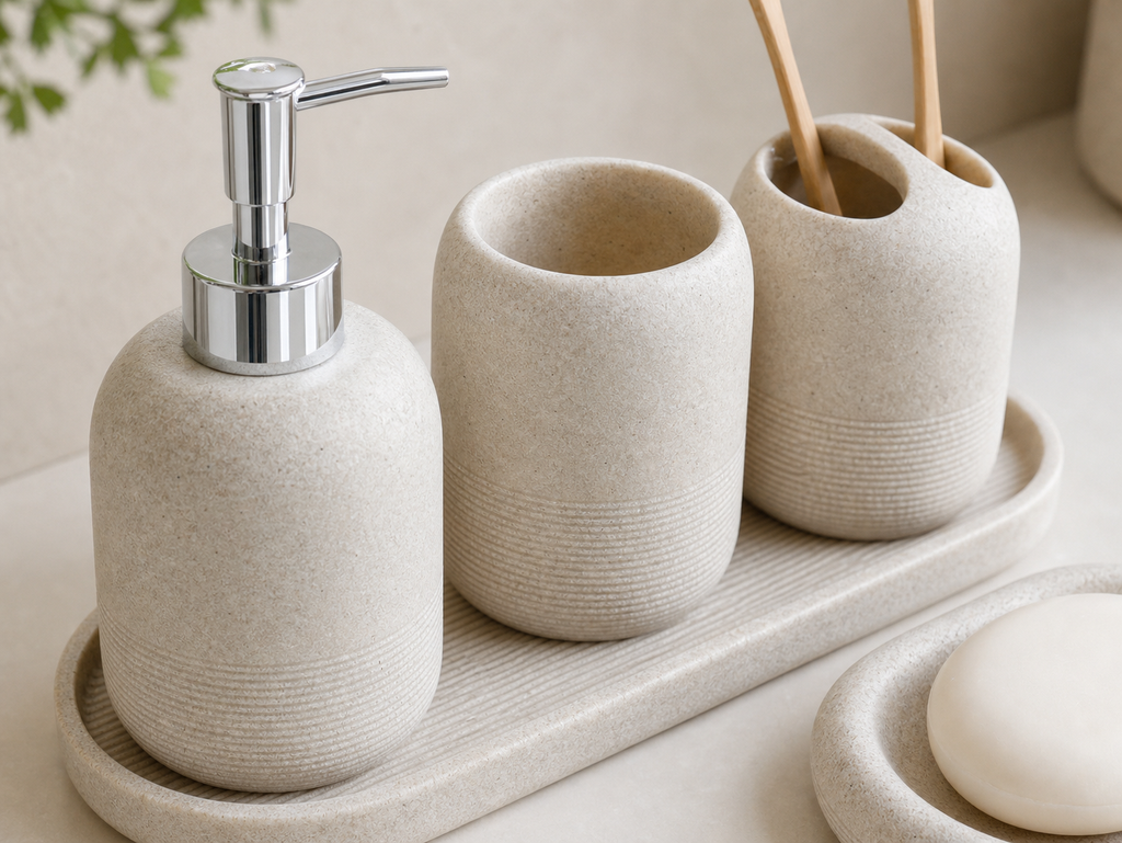 Cozy Haven Athroom Accessories Set Lotion Dispenser Toothbrush - Cozy Haven lifestyle image