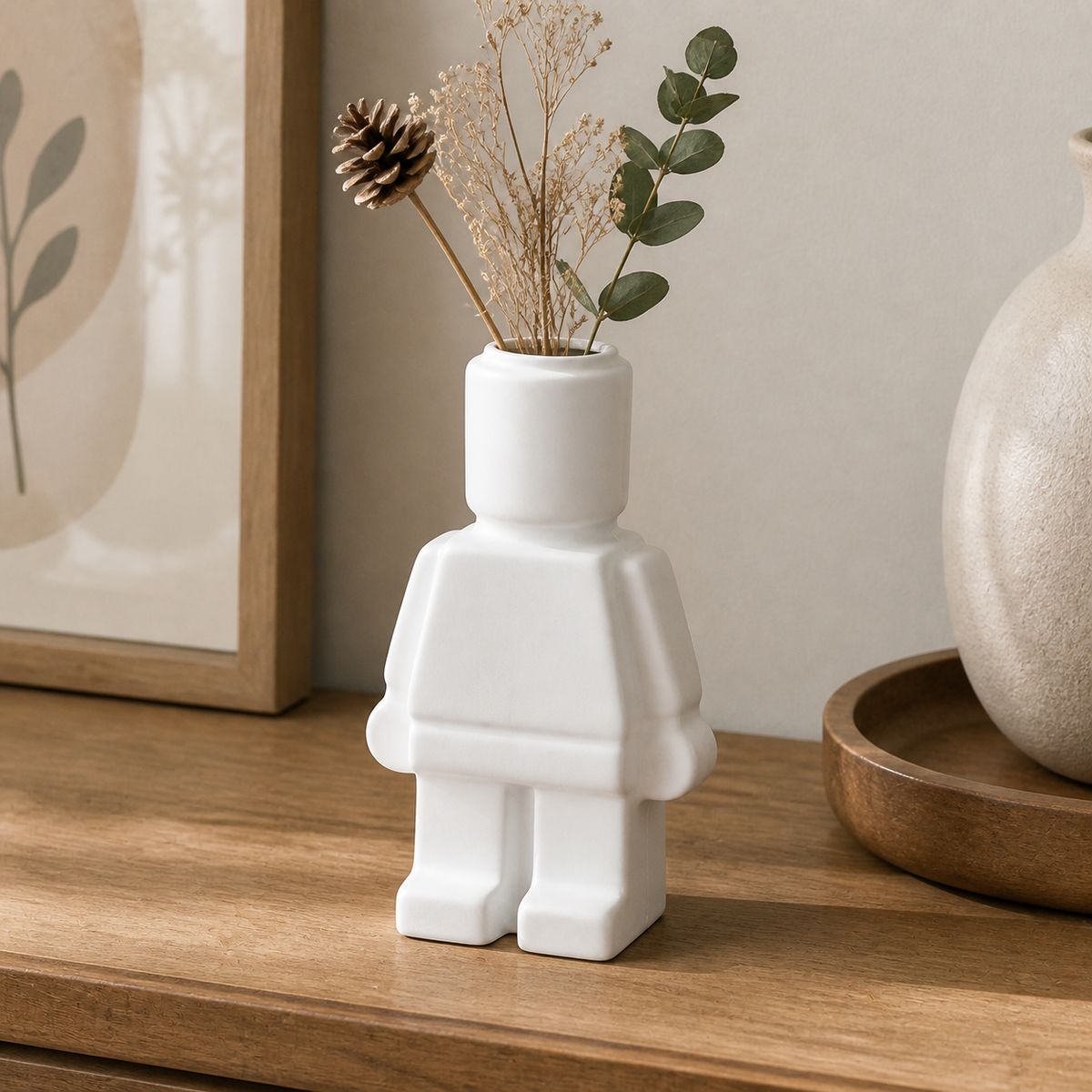 Cozy Haven Ceramic Robot Vase Indoor Flower Pot Modern Home product detail