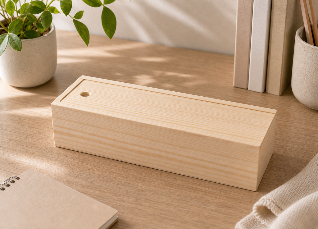 Cozy Haven Pine Pull Box Sliding Cover Wooden Storage Box - Cozy Haven lifestyle image