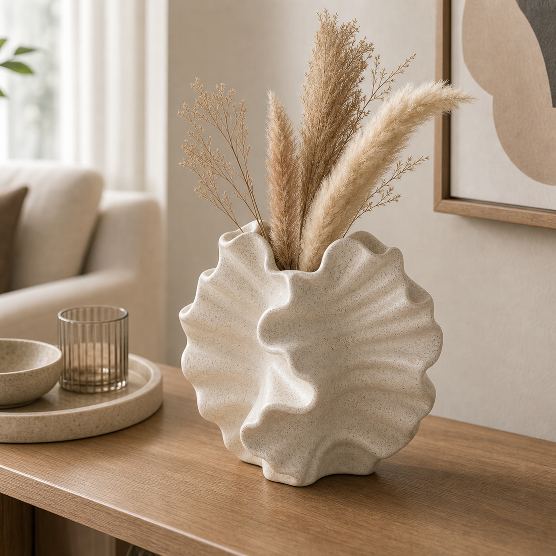 Ceramic Vase — Wavy Petal - Cream