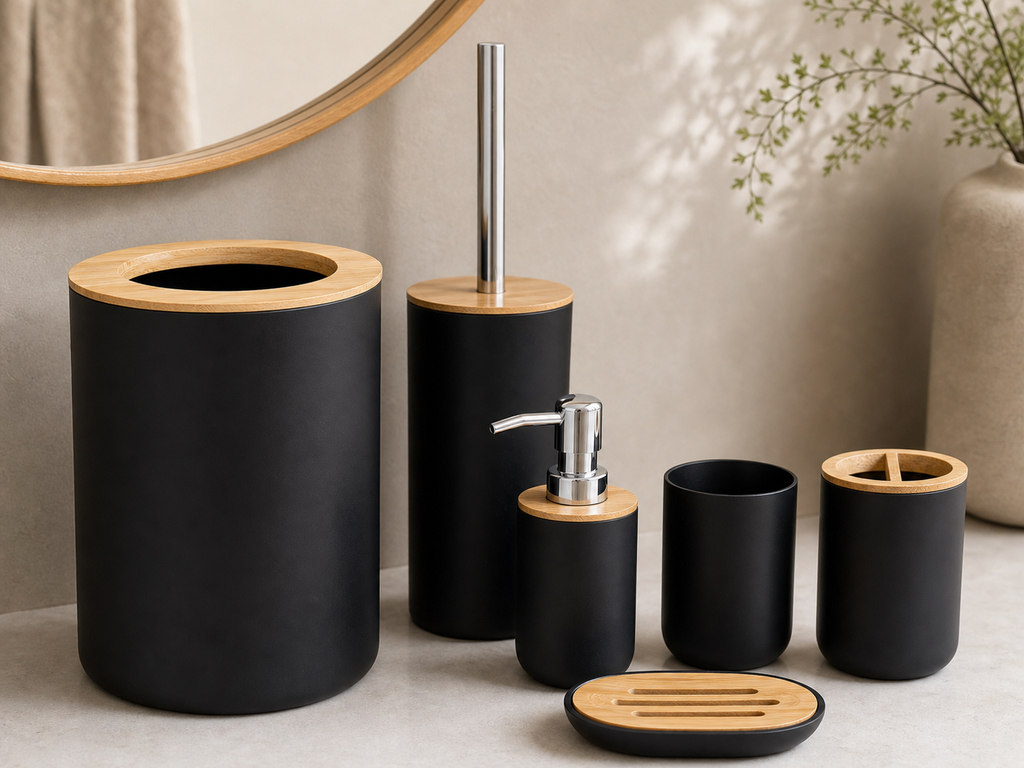 Cozy Haven Set Soap Dispenser Box Toilet Brush Lotion Bottle Tra - Cozy Haven lifestyle image
