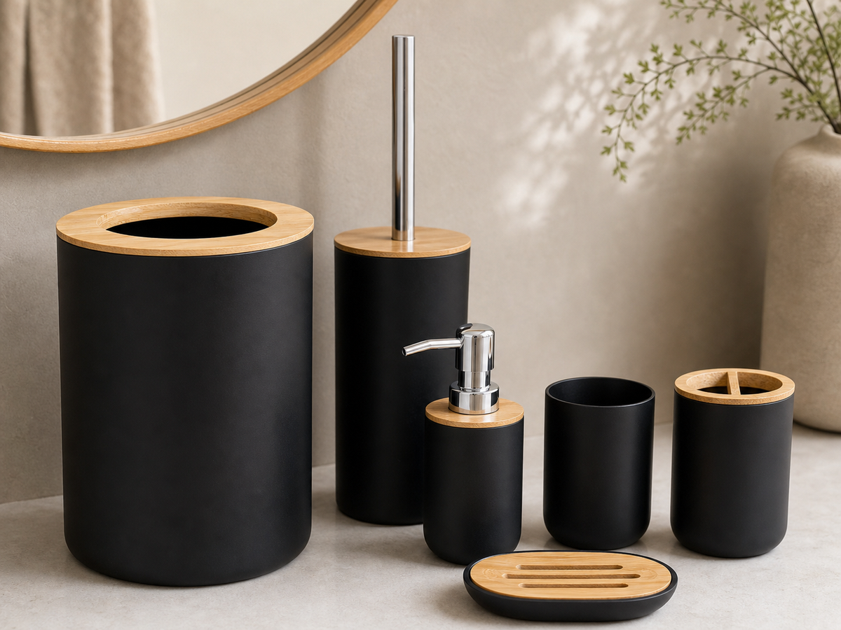 Cozy Haven Set Soap Dispenser Box Toilet Brush Lotion Bottle Tra product detail
