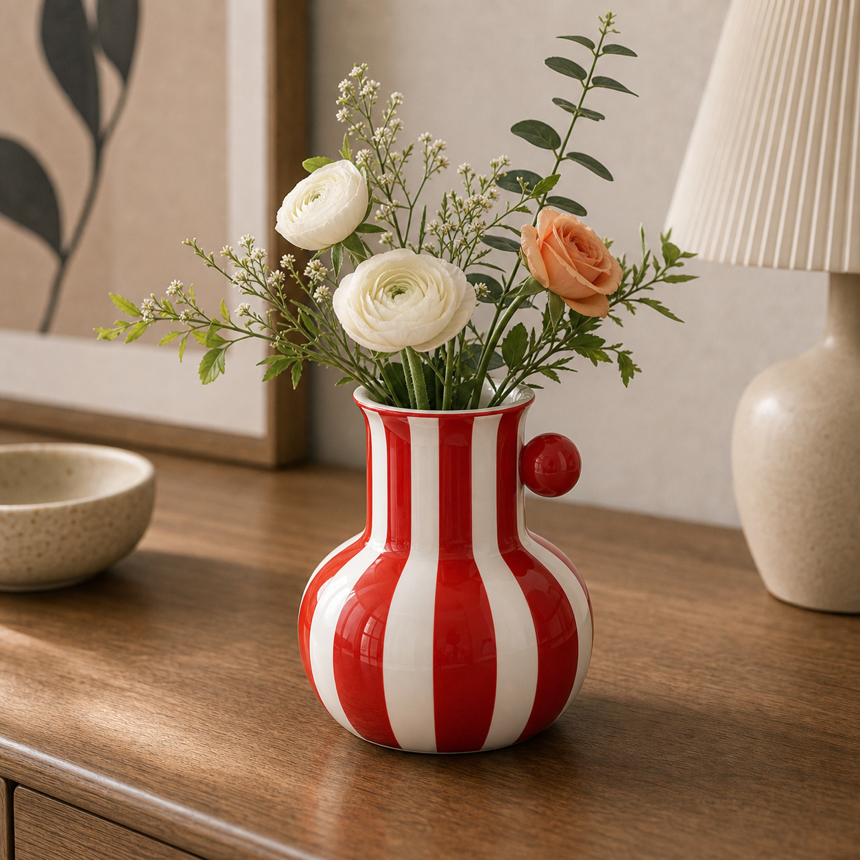 Cozy Haven Colorful Stripes Ceramic Vase Plant Pots Table Decora - Cozy Haven lifestyle image