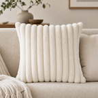 Cozy Haven Faux Rabbit Fur Square Cushion Cover Big Thick Stripe - Cozy Haven lifestyle image