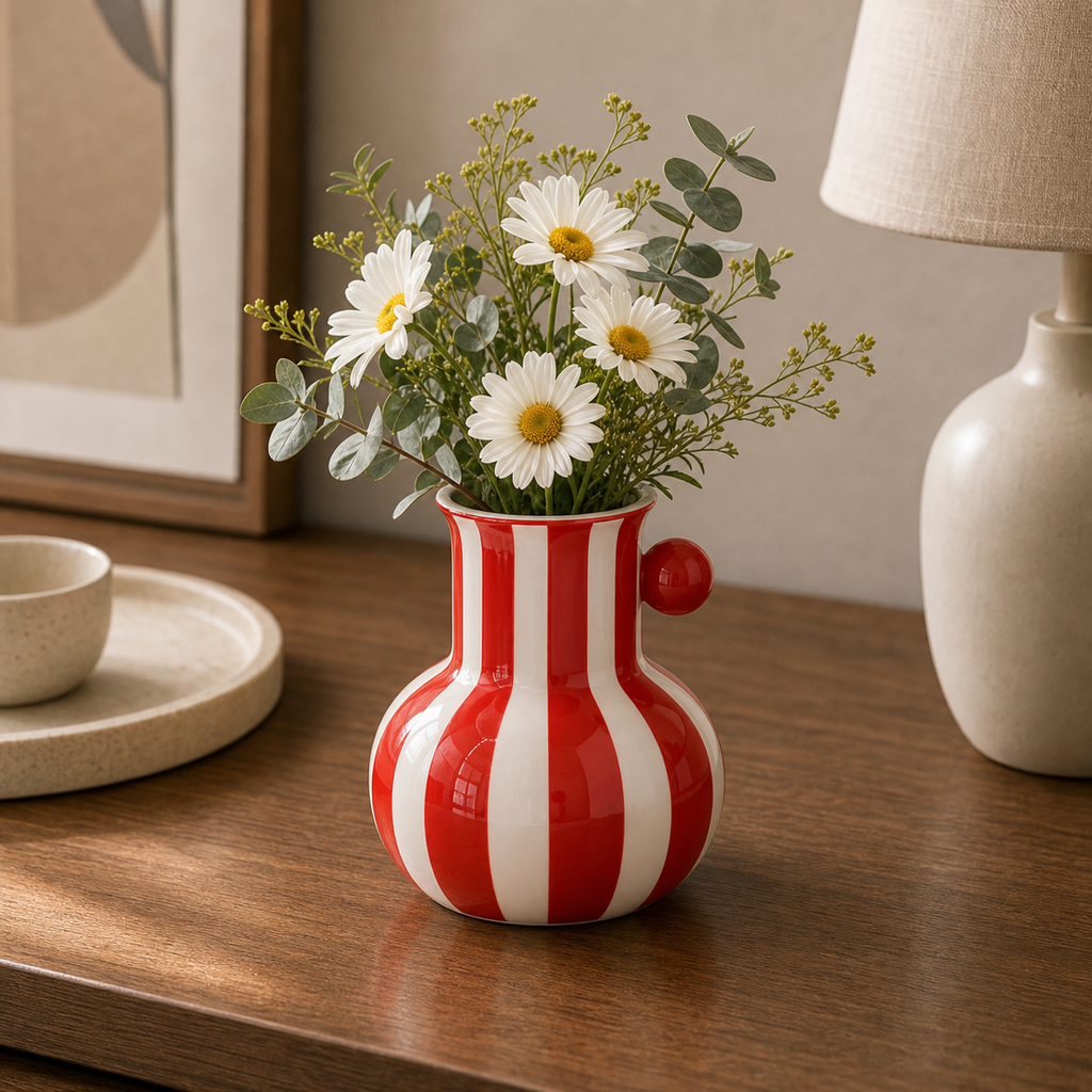Cozy Haven Colorful Stripes Ceramic Vase Plant Pots Table Decora - Cozy Haven lifestyle image