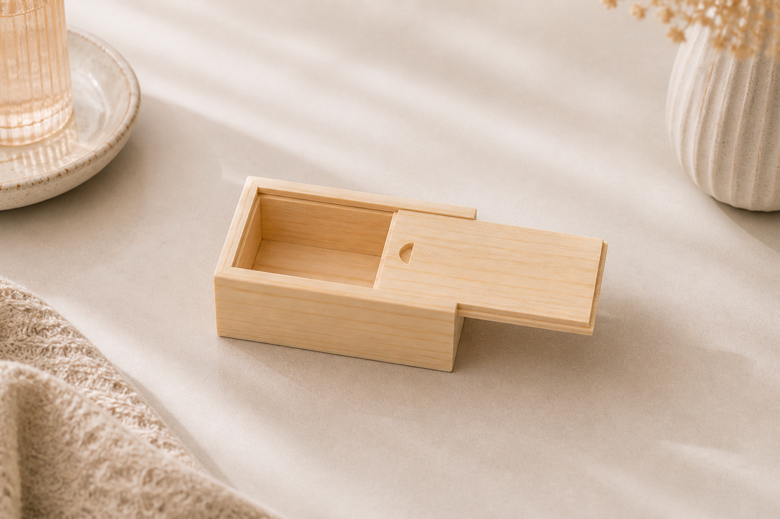 Wood Keepsake Trio — Two Sliding-Top Boxes & Page Holder