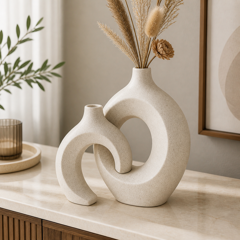 Cozy Haven European Ceramic Vase Set White Simple Home Decoratio - Cozy Haven lifestyle image