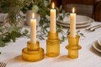 Cozy Haven Double Sided Vintage Ribbed Taper Glass Candle Holder - Cozy Haven lifestyle image