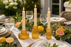 Cozy Haven Double Sided Vintage Ribbed Taper Glass Candle Holder - Cozy Haven lifestyle image