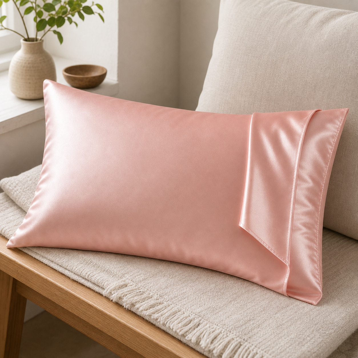 Cozy Haven Nordic Silk Pillowcase White Black Grey Khaki Blue Pi - Cozy Haven lifestyle image
