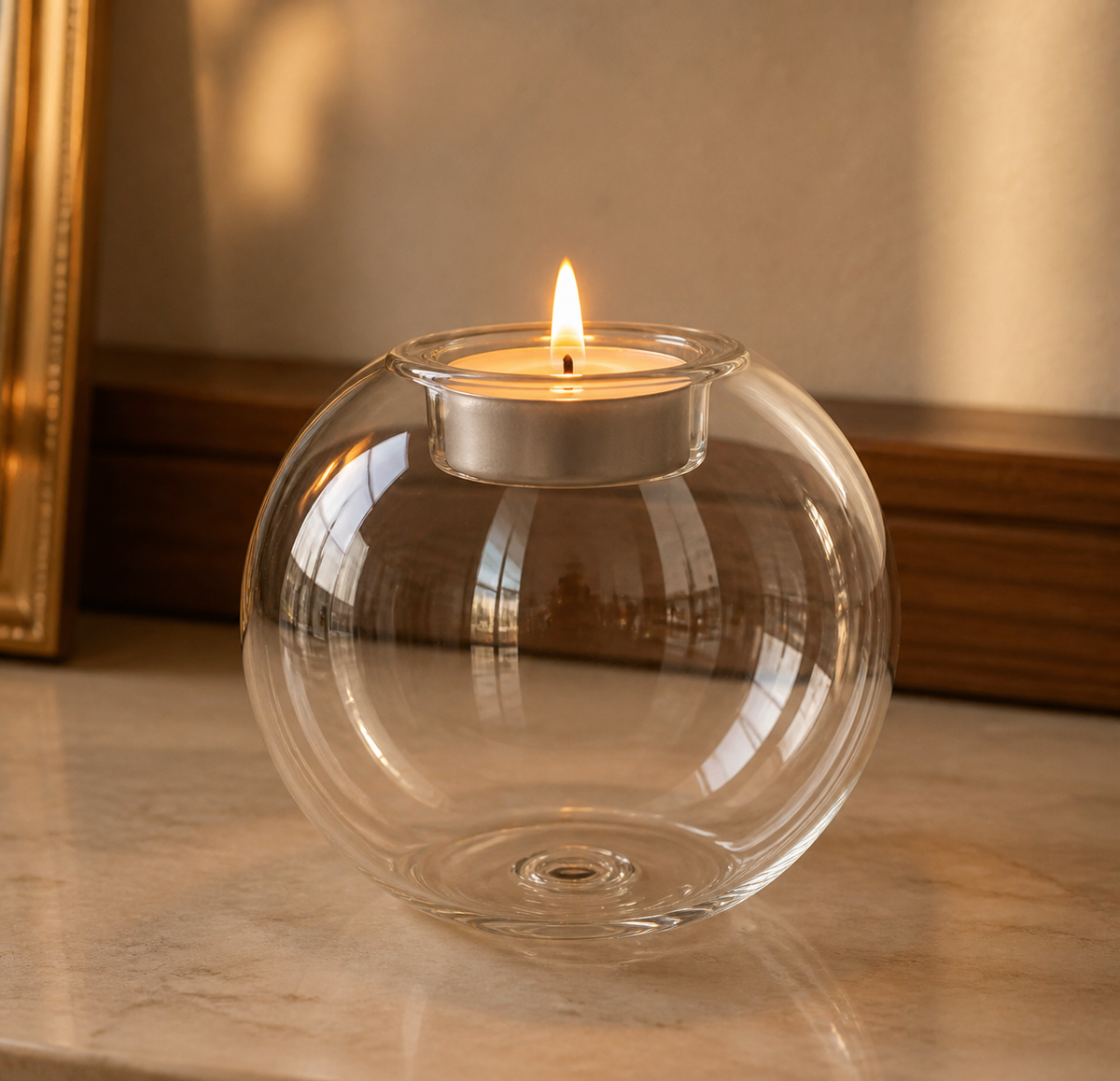 Cozy Haven Elegant Round Glass Candle Holders - Center product detail