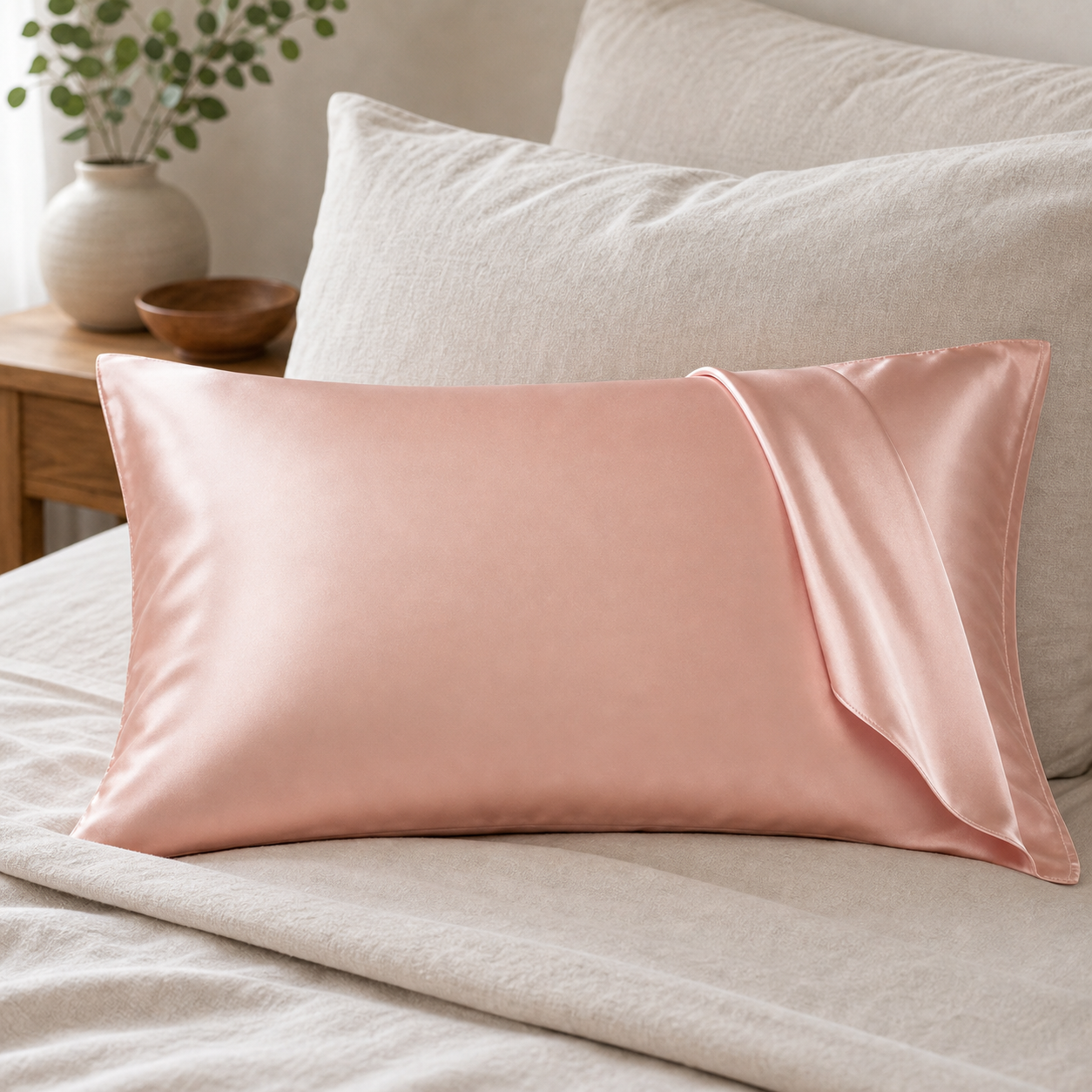 Cozy Haven Nordic Silk Pillowcase White Black Grey Khaki Blue Pi - Cozy Haven lifestyle image