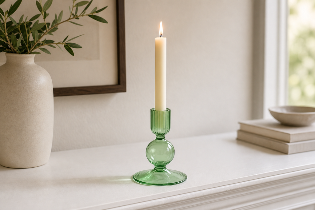 Cozy Haven Glass Candle Stick Holder Crystal Flower Vase Home De - Cozy Haven lifestyle image