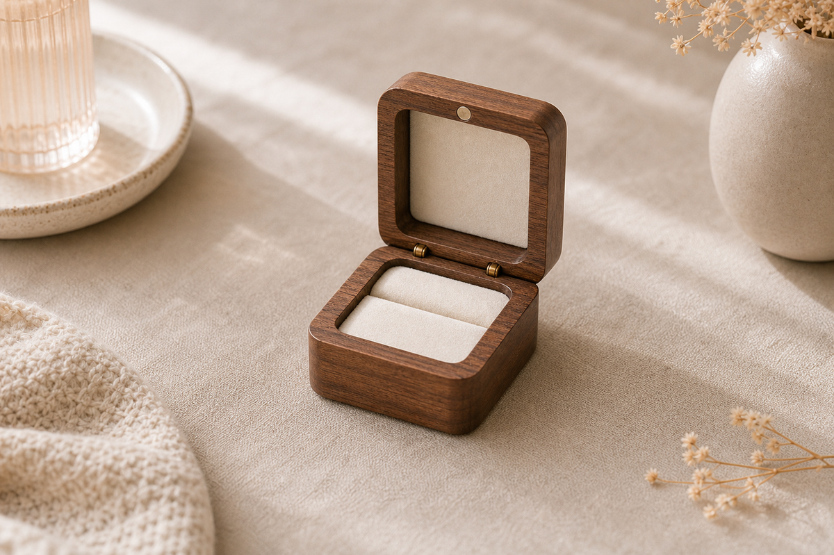 Cozy Haven Wood Ring Box Wedding Jewelry Organizer Gift Box product detail