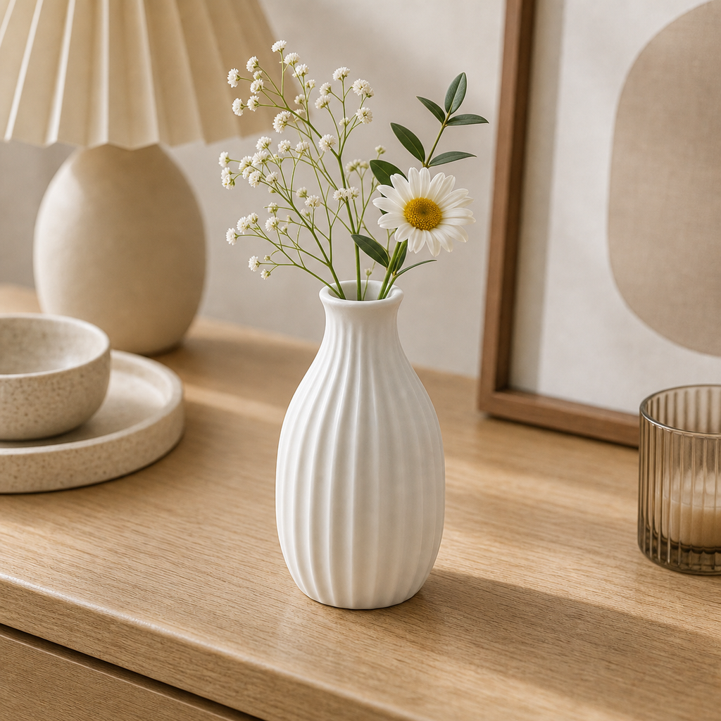 Cozy Haven Nordic Ceramic Vase White Mini Flower Pot Modern Plan - Cozy Haven lifestyle image