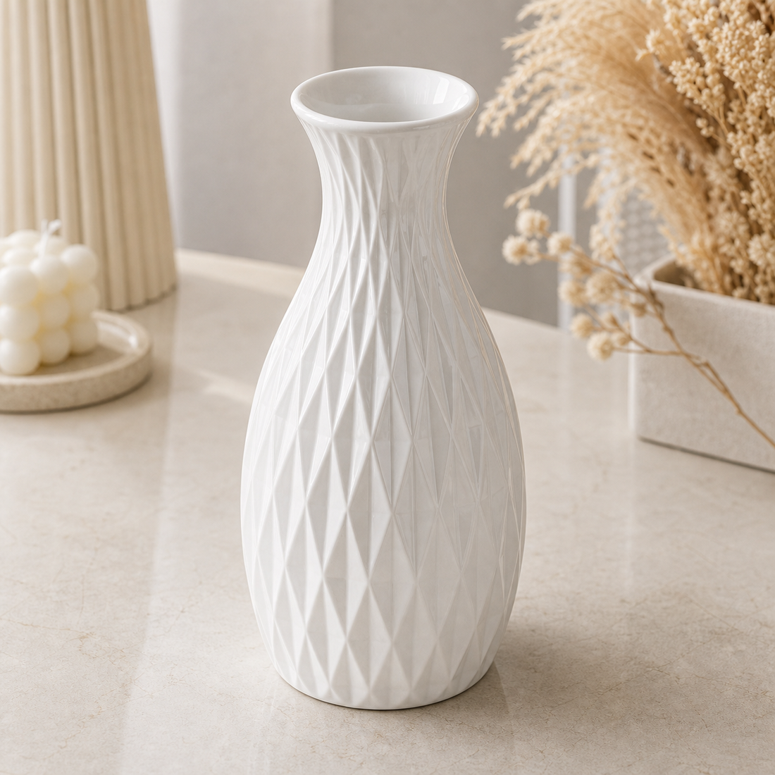 Nordic Geometric Vase - Ceramic-Look Plastic