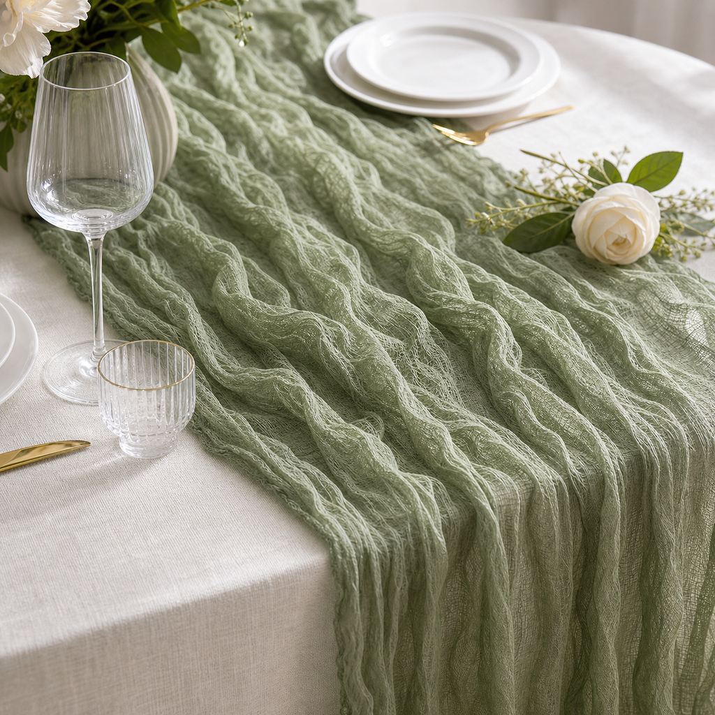 Cozy Haven Cheesecloth Table Runner Boho Gauze Table Runner 40X - Cozy Haven lifestyle image
