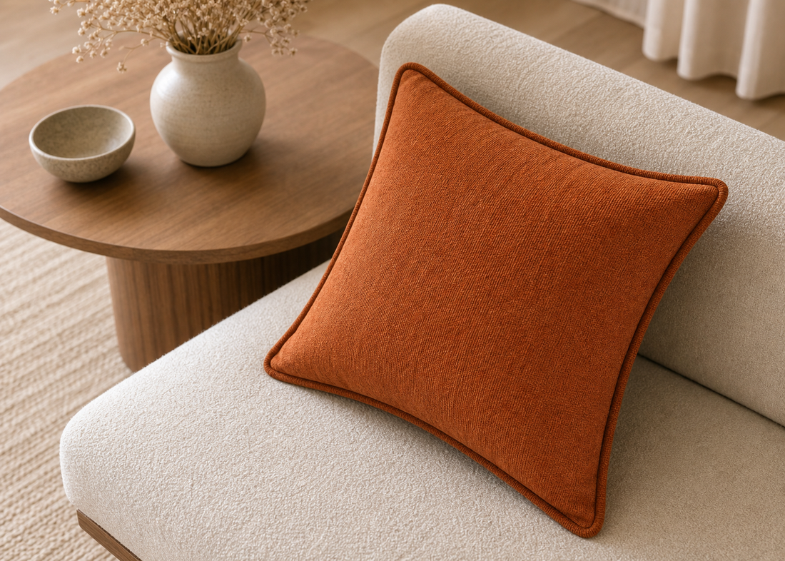 Soft Chenille Pillow Cover - Rust