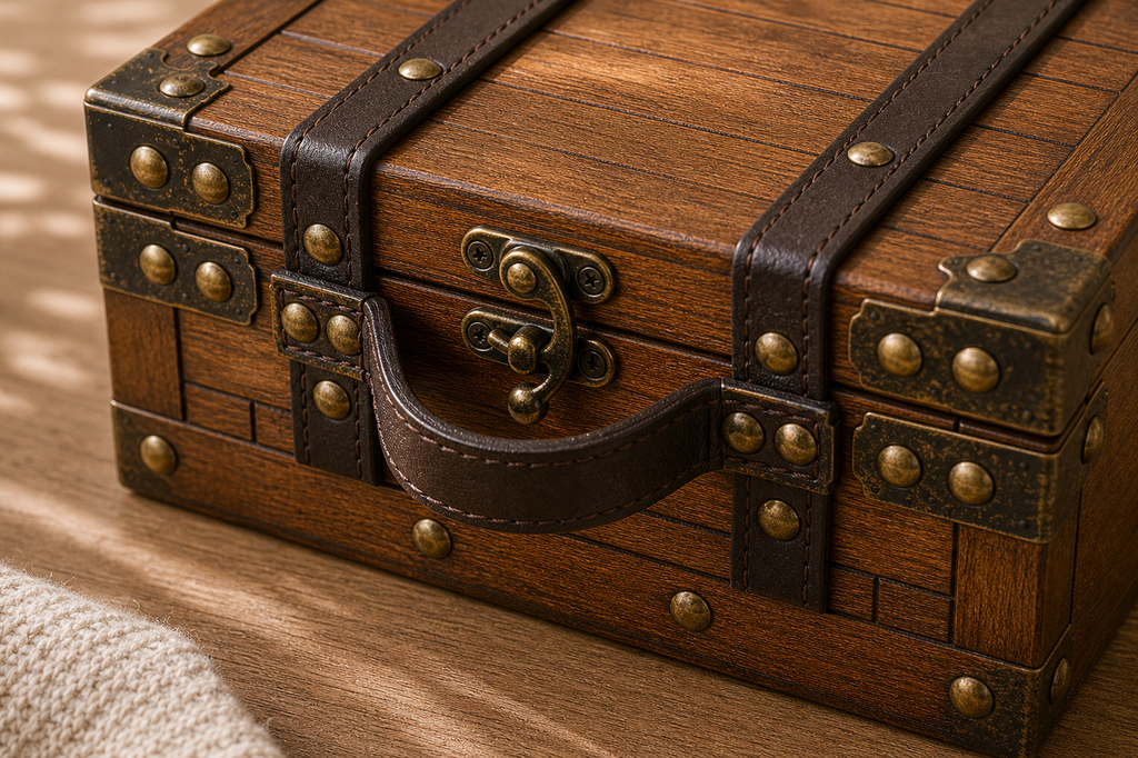 Cozy Haven Wooden Treasure Chest Portable Vintage Jewelry Box - Cozy Haven lifestyle image