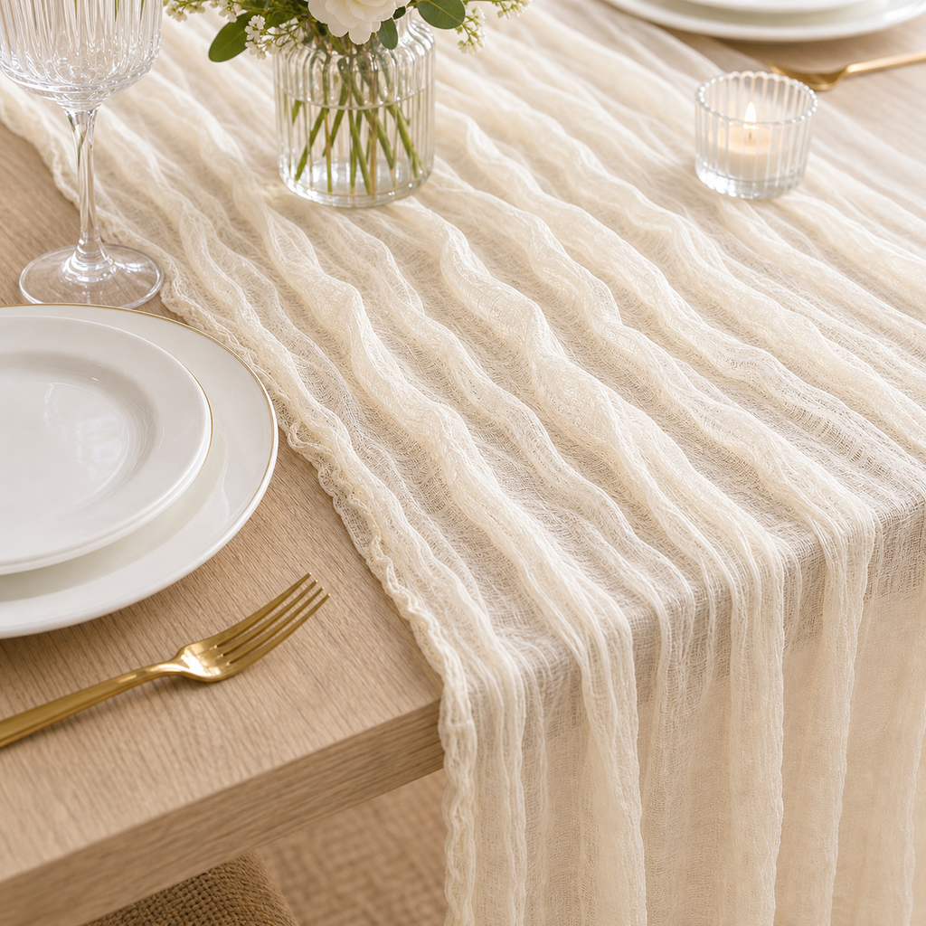 Cozy Haven Cm Semi-Sheer Gauze Table Runner For Wedding Recepti - Cozy Haven lifestyle image