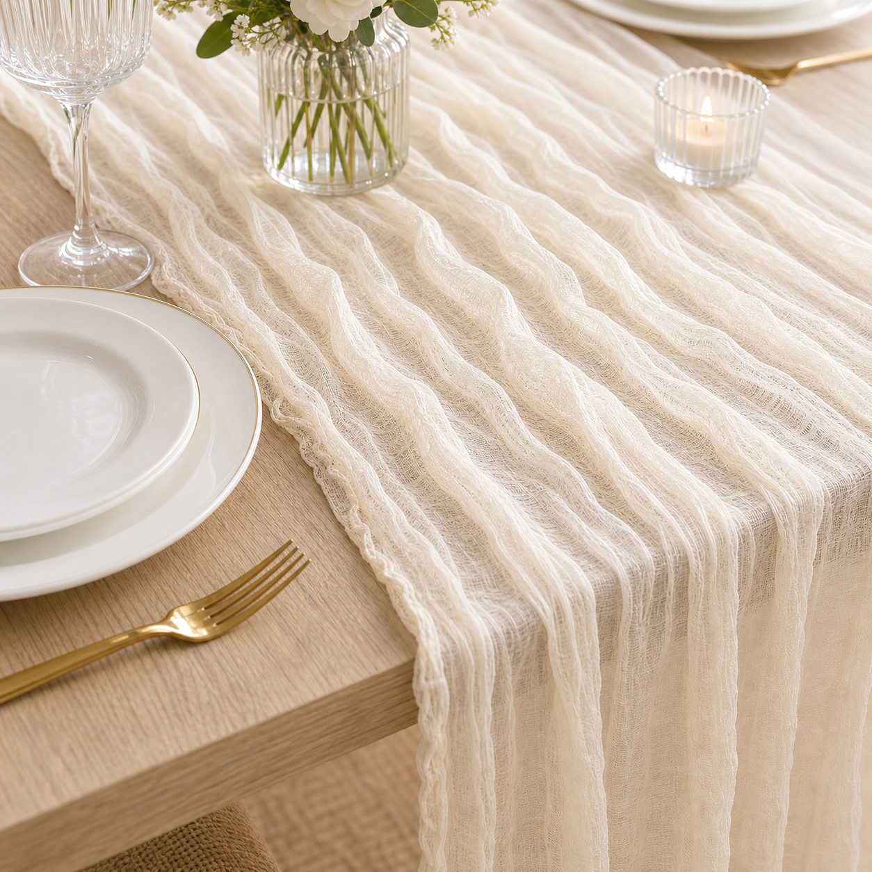 Cozy Haven Cm Semi-Sheer Gauze Table Runner For Wedding Recepti - Cozy Haven lifestyle image