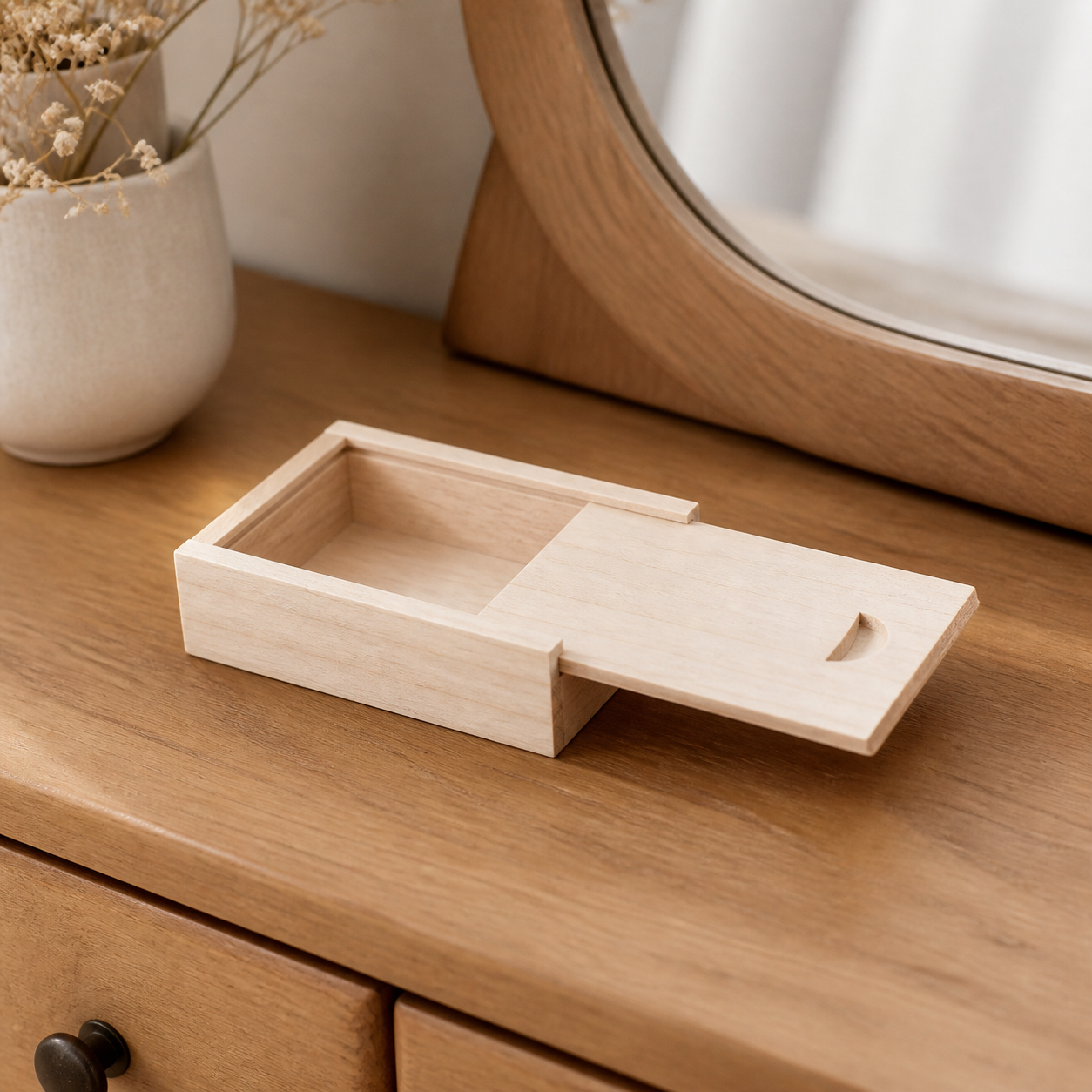 Cozy Haven Wooden Unfinished Blank Storage Box With Slide Top - Cozy Haven lifestyle image