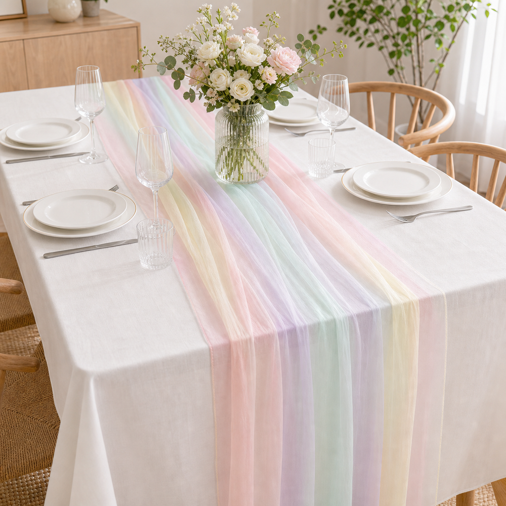 Cozy Haven Cmx275Cm Rainbow Gradient Gauze Table Runner,Shee - Cozy Haven lifestyle image