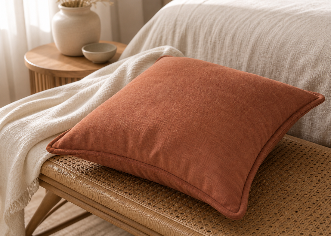 Cotton-Linen Look Pillow Cover - Terracotta