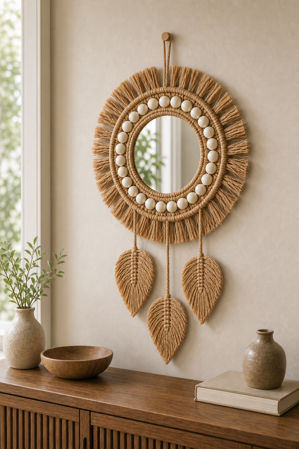 Cozy Haven Round Wall Mirrors Room Decor Hand Woven Decorative M - Cozy Haven lifestyle image