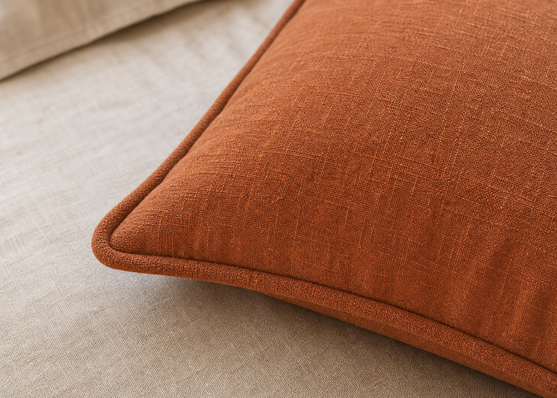 Cotton-Linen Look Pillow Cover - Terracotta