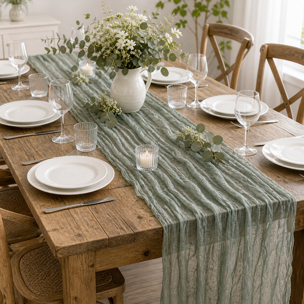 Cozy Haven Gauze Table Runner Dinning Decoration 90* Rustic Cou - Cozy Haven lifestyle image