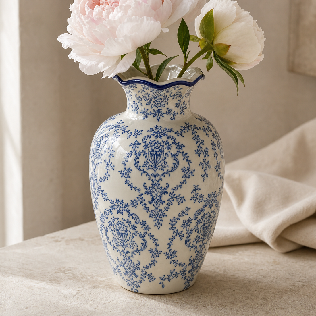 Ceramic Vase — Vintage Blue and White Porcelain