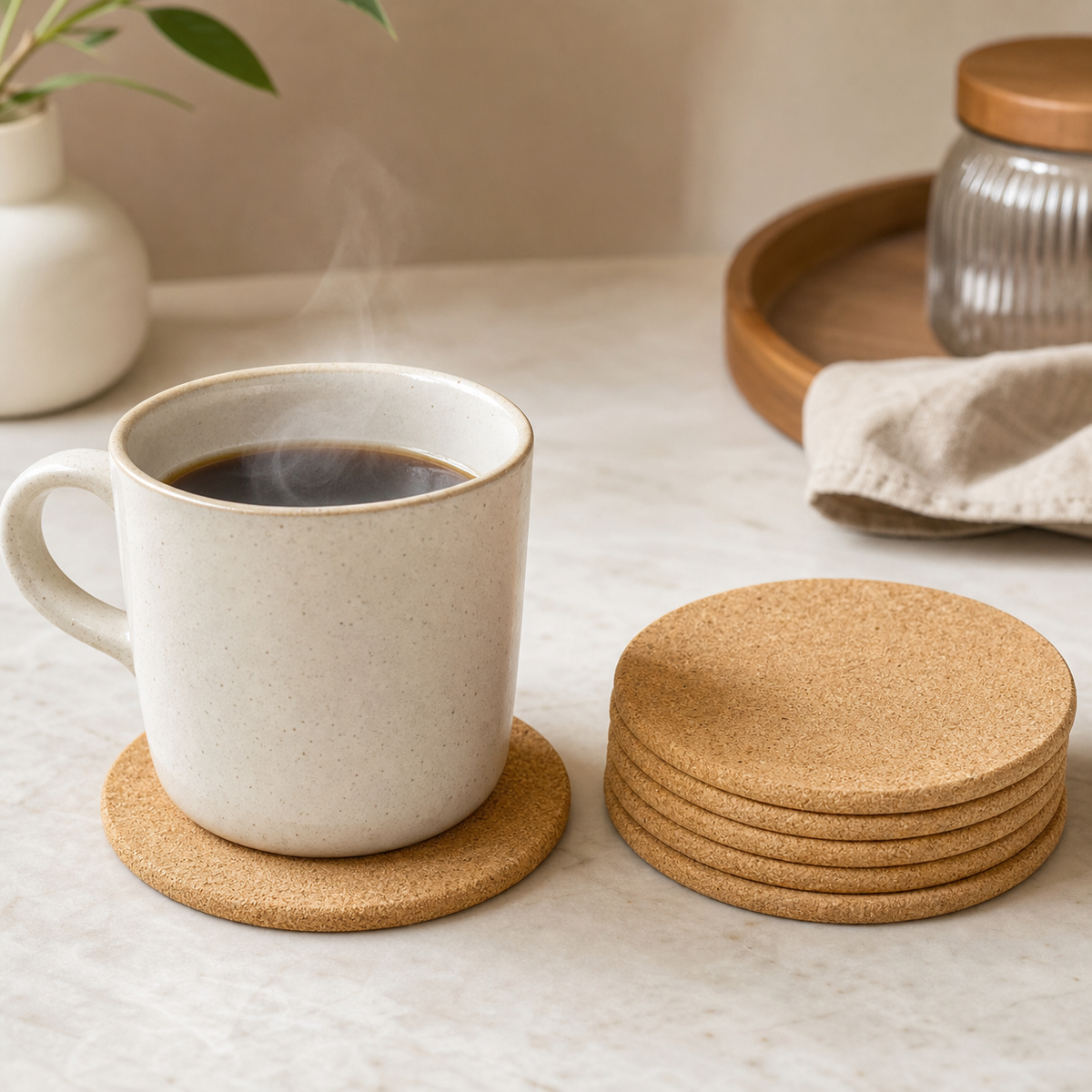Cozy Haven Cup Mat Natural Cork Coasters Placemats For Table product detail