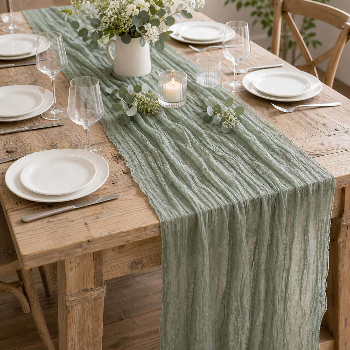 Cozy Haven Gauze Table Runner Dinning Decoration 90* Rustic Cou product detail