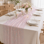 Cozy Haven Glitter Iridescent Sequin Table Runner,Soft Wedding D - Cozy Haven lifestyle image