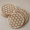Cozy Haven Flower Of Life Natural Symbol Wood Round Edge Coaster - Cozy Haven lifestyle image