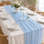 Cozy Haven Semi-Sheer Sky Blue Gauze Wedding Table Runner Cheese - Cozy Haven lifestyle image