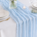 Cozy Haven Semi-Sheer Sky Blue Gauze Wedding Table Runner Cheese - Cozy Haven lifestyle image