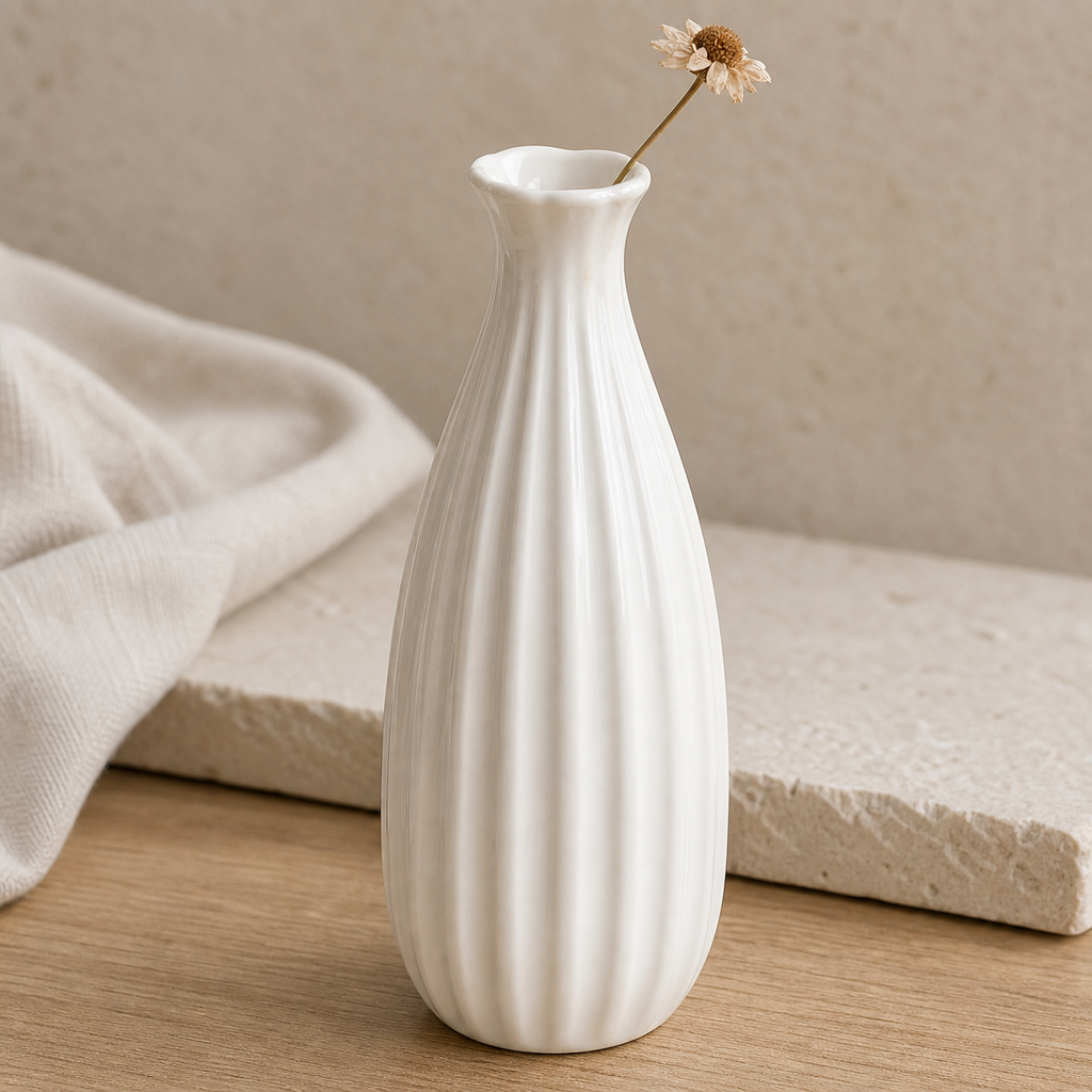 Cozy Haven White Nordic Ceramic Flower Vase Retro Flower Bottle - Cozy Haven lifestyle image